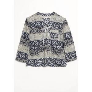NEW ENGINEERED GARMENTS women's crochet cutaway jacket in blue/white